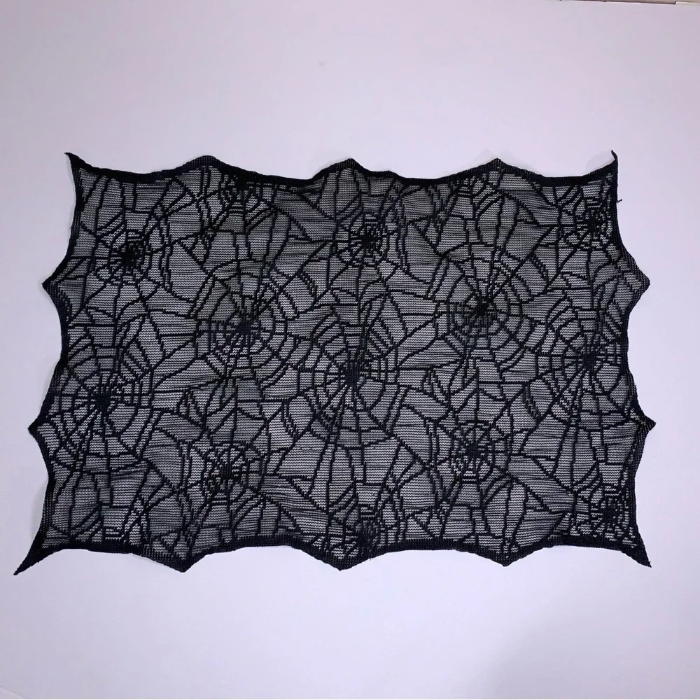 Set Of 2 Spiderweb Black Napkins Halloween Goth Home Decor Kitchen Dining Party